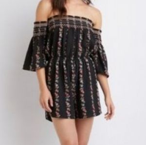 Women Floral Smocked Off-The-Shoul